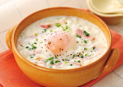 牛乳雑炊 中華スープの素レシピ 寿がきやオリジナルレシピ集 寿がきや食品株式会社